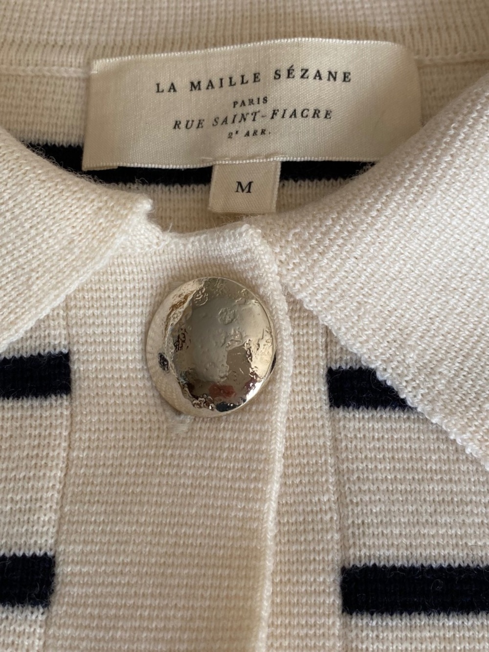 Betty Cardigan Ecru/Navy Stripe (M) - Picture 7 of 11
